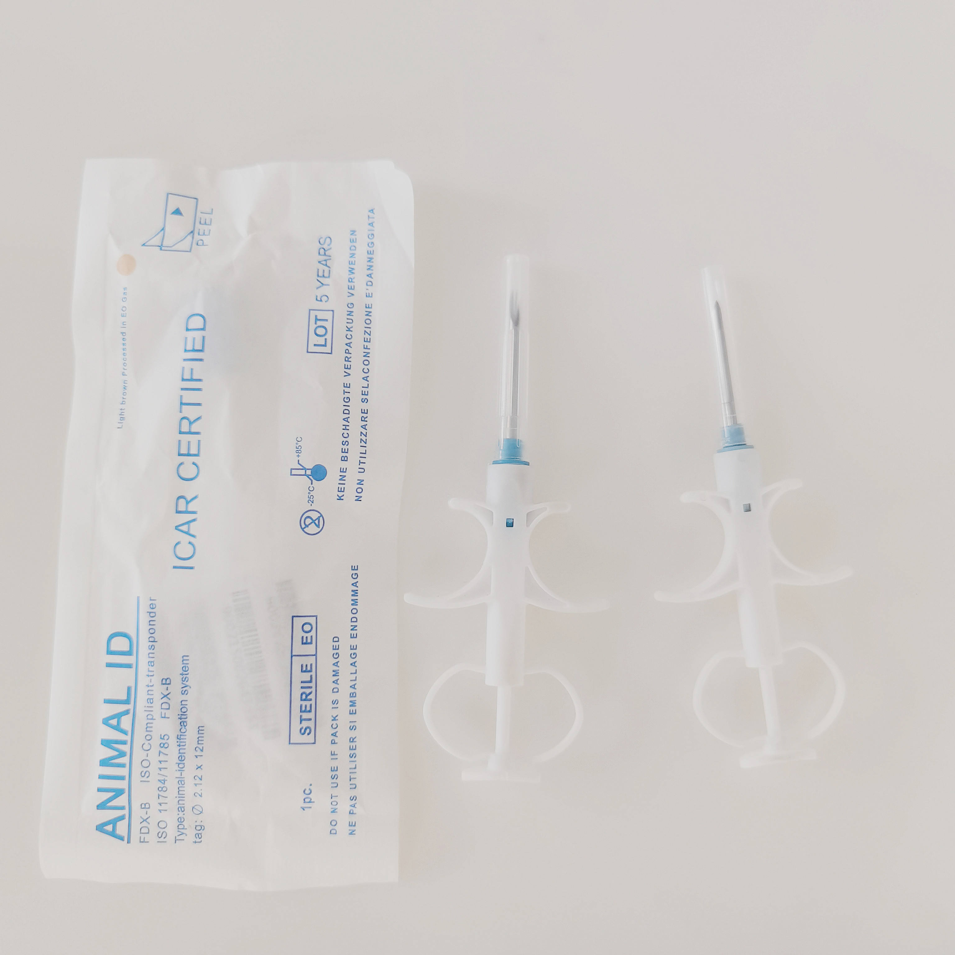 Toptag 134.2khz 1.4*8mm 2.12*12mm Bioglass Microchip With Syringe