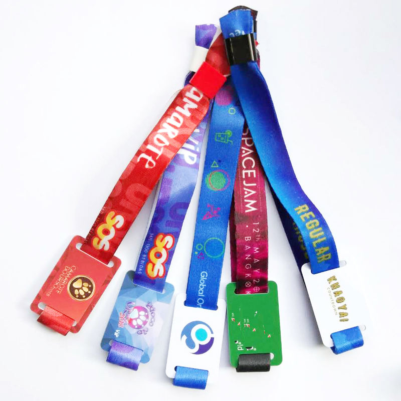Custom 13.56MHz Woven Fabric RFID Wristband NFC for Event Ticket