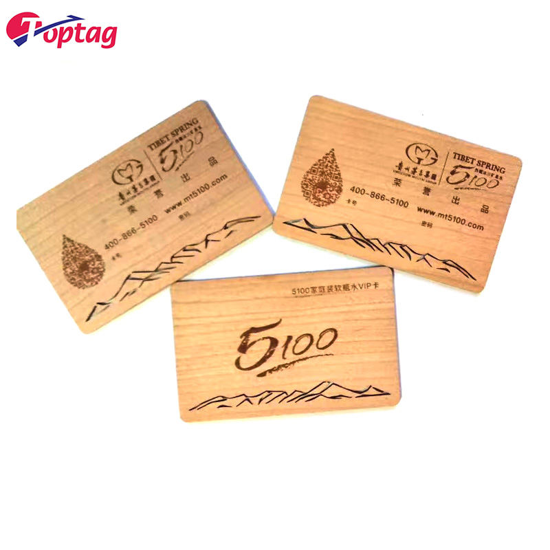 Handmade Custom Logo 13.56MHz 1.6mm Wood Bamboo Key RFID Smart Card