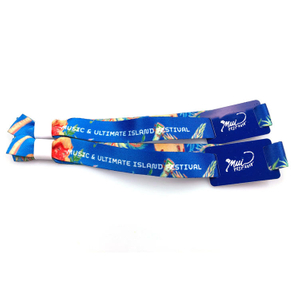Personalized Cloth Fabric Bracelet Polyester Adjustable Wristbands With Plastic Clip For One Time Use