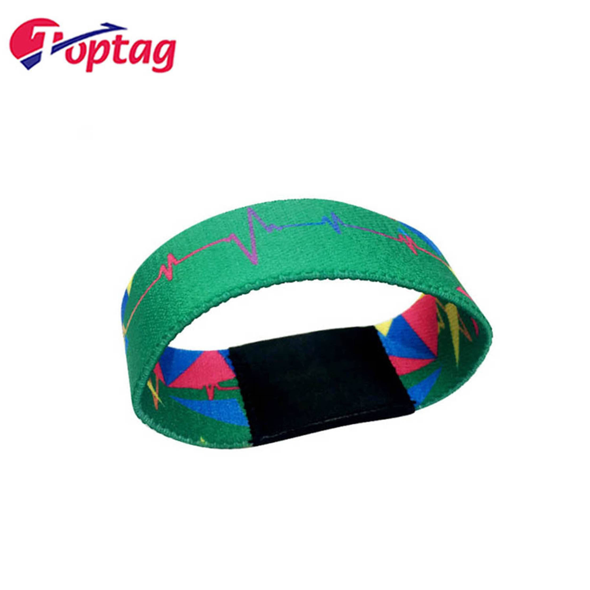 Custom Fabric Woven Polyester 13.56mhz NFC bracelet elastic RFID wristbands
