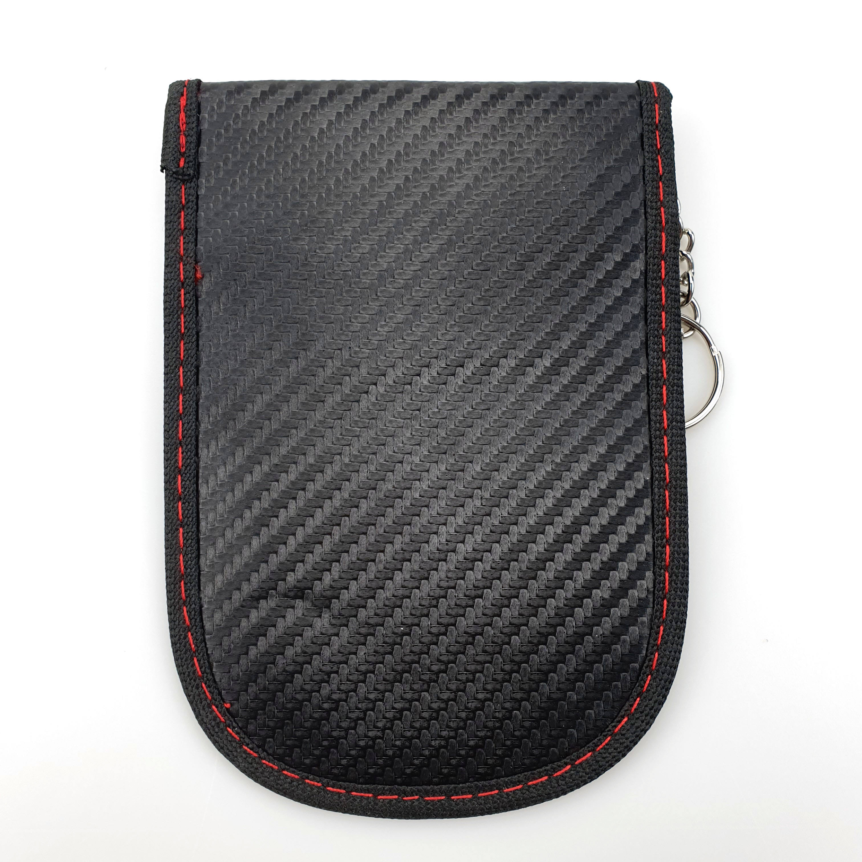 RFID Signal Blocking Secure Pouch Black carbon metal clip clasp RFID Signal Blocking anti theft Faraday Pouch