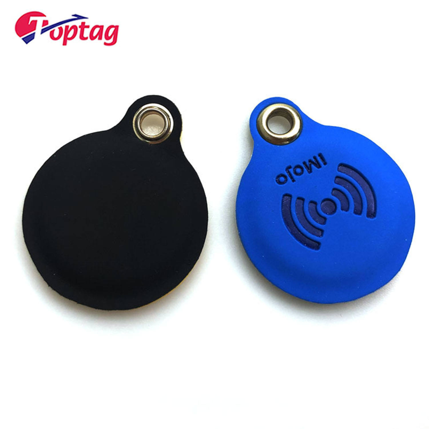Waterproof RFID PU Leather Key Fob 125Khz 13.56Mhz Key Tag with Metal Ring
