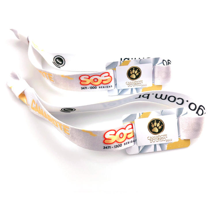 Hot sale custom logo printed recycle cloth woven adjustable festival wristband
