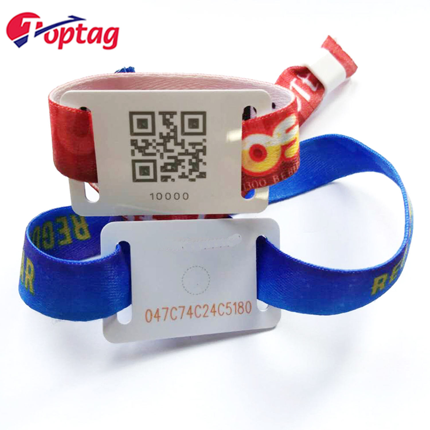 Custom Printing RFID Fabric Bracelet 13.56MHz NFC Woven Wristband with QR code