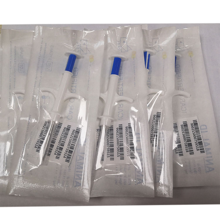 Animal microchip ICAR Certificated 134.2khz FDX Rewritable RFID Animal Microchip with Injector