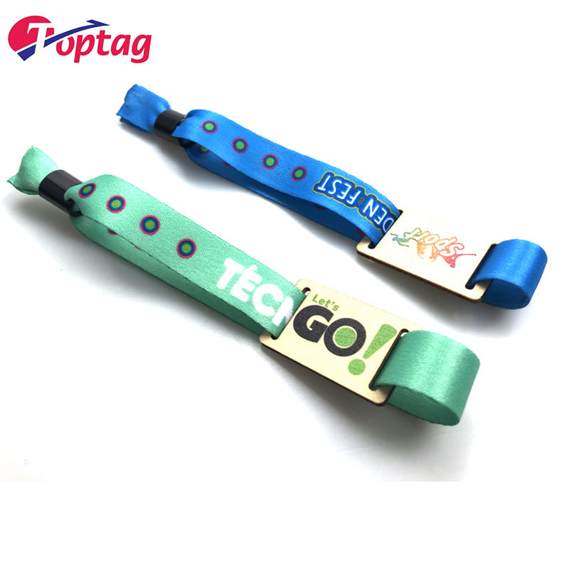 Personalized 125Khz RFID Bamboo Wooden Card Textile Woven Wristband with NFC Chip