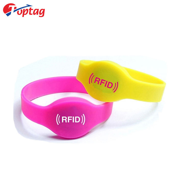 Toptag custom color desgin RFID silicone wristband bracelet for access control
