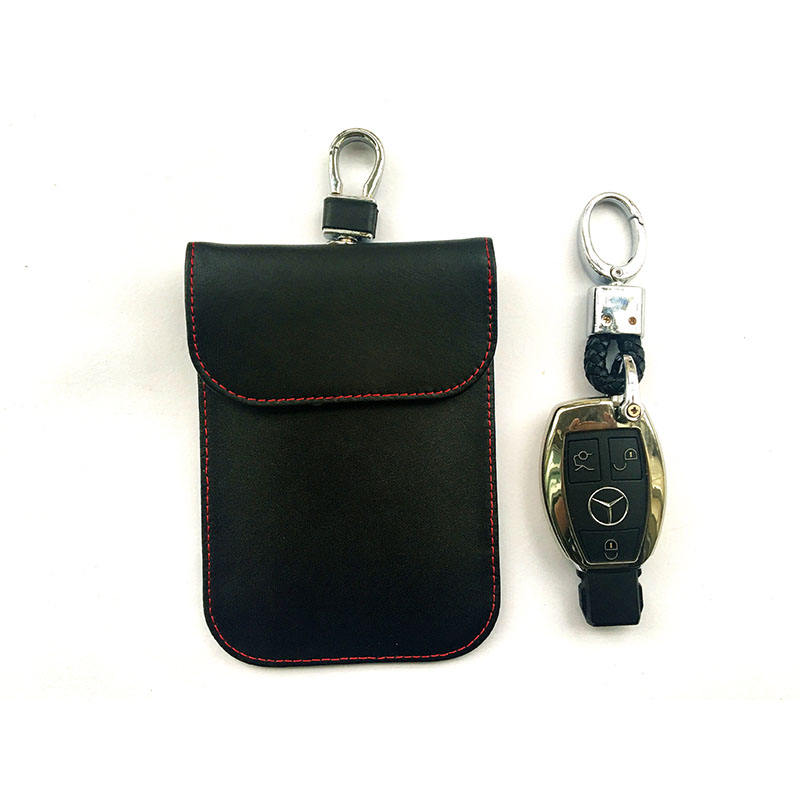 Genuine Leather RFID Signal Faraday Bag / Car Key Jammer Blocker Pouch